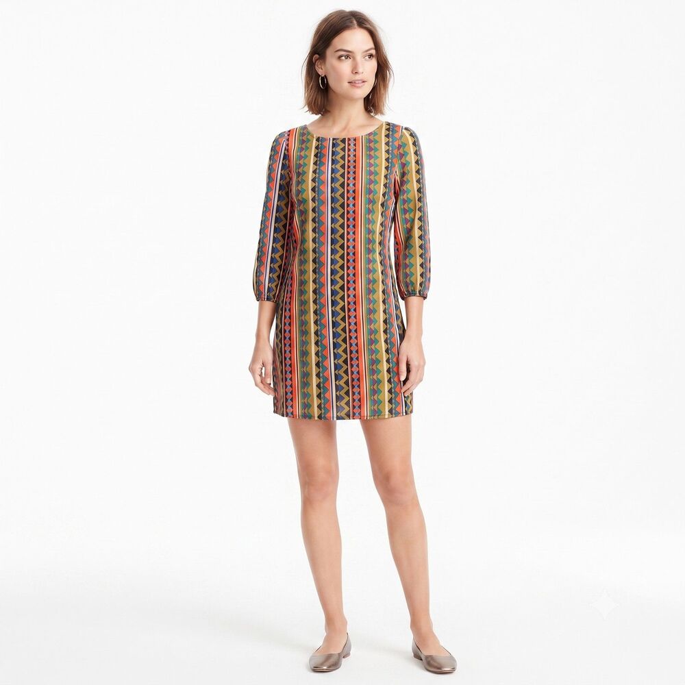 Anthropologie Maude Geometric Orange Mini Shift Dress Size S